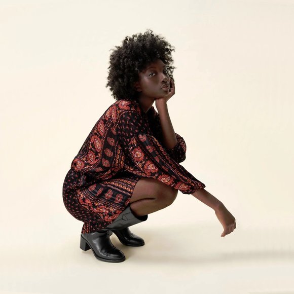 NWT Zara black paisley print boho mini dress, S - Picture 4 of 10